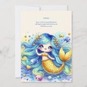 Invitation Mermaid 1er anniversaire ou EDIT AGE Or TurquoiseB (Dos)