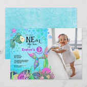 Invitation Mermaid 1er Anniversaire Photo (Devant / Derrière)