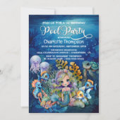 Invitation Mermaid 1er anniversaire Pool Party (Devant)