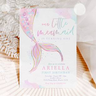 Invitation Mermaid 1er Anniversaire Sous La Fête Mermaid De M