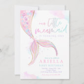 Invitation Mermaid 1er Anniversaire Sous La Fête Mermaid De M (Devant)