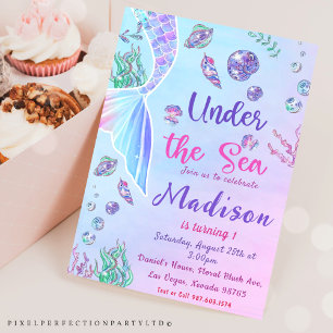Invitation Mermaid 1er Anniversaire Sous Le Sea Party