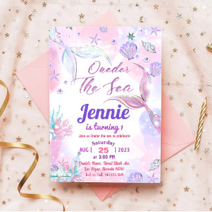 Invitation Mermaid 1er Anniversaire Sous le Sea Party
