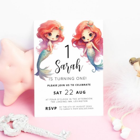 Invitation Mermaid 1er fête d'anniversaire