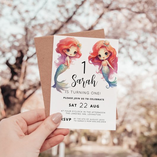 Invitation Mermaid 1er fête d'anniversaire