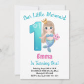 Invitation Mermaid 1er fête d'anniversaire (Devant)