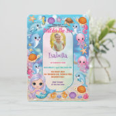 Invitation Mermaid 1ère fête Photo sous la mer anniversaire (Debout devant)