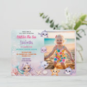 Invitation Mermaid 1ère photo sous la mer anniversaire (Debout devant)