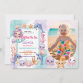 Invitation Mermaid 1ère photo sous la mer anniversaire (Devant)