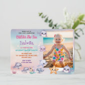 Invitation Mermaid 1ère photo sous la mer anniversaire (Debout devant)