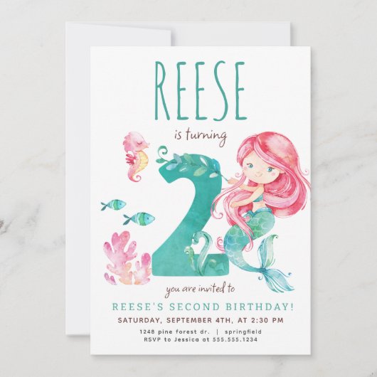 Invitation Mermaid 2e anniversaire (Devant)