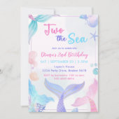 Invitation Mermaid 2e anniversaire Deux La fête de la mer (Devant)