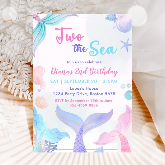 Invitation Mermaid 2e anniversaire Deux La fête de la mer