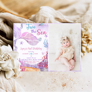Invitation Mermaid 2e anniversaire Deux La fête de la mer Pho