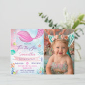 Invitation Mermaid 2ème Photo Fille d'anniversaire sous la me (Debout devant)