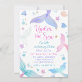 Invitation Mermaid 3e anniversaire sous la fête de la mer (Devant)