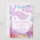 Invitation Mermaid 3e anniversaire sous la fête de la mer (Devant)