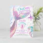 Invitation Mermaid 3e anniversaire sous la mer Petite Sirène (Debout devant)