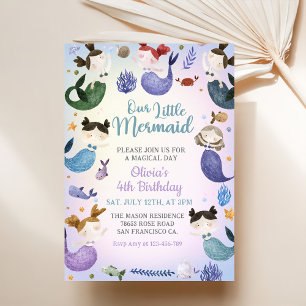 Invitation Mermaid 4e anniversaire Notre petite Fête de Sirèn
