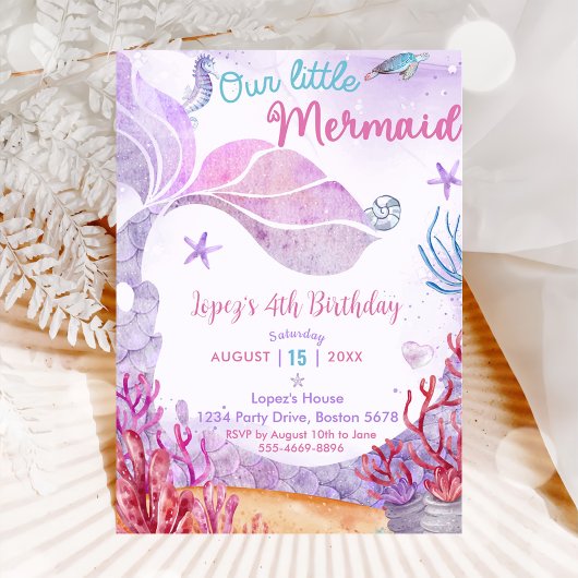 Invitation Mermaid 4e anniversaire Notre petite Fête de Sirèn