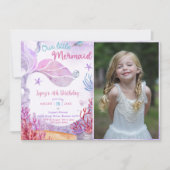 Invitation Mermaid 4e anniversaire Notre petite Sirène Photo (Devant)