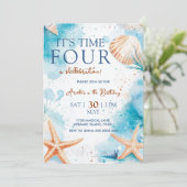 Invitation Mermaid 4th Birthday (Debout devant)