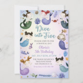 Invitation Mermaid 5e Anniversaire Plongée à cinq (Devant)