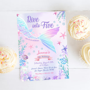 Invitation Mermaid 5e Anniversaire Plongée à cinq