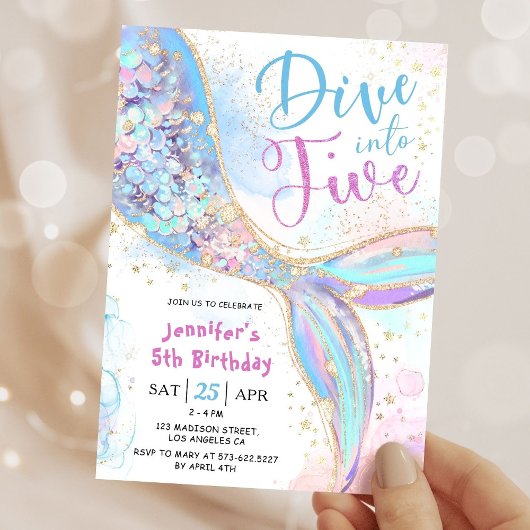 Invitation Mermaid 5e anniversaire Plongée dans la fête des c