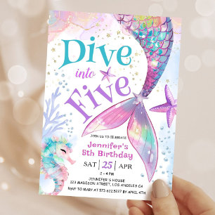 Invitation Mermaid 5e Anniversaire Plongez dans cinq invitati