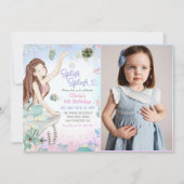 Invitation Mermaid 6e anniversaire Splish Splash Party photo (Devant)