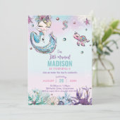 Invitation Mermaid à lunettes sous la mer Anniversaire (Debout devant)