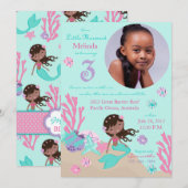Invitation Mermaid africain, troisième anniversaire (Devant / Derrière)