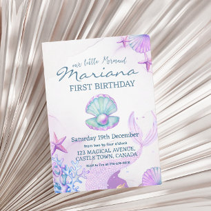Invitation Mermaid Anniversaire de la fête Perle Premier anni