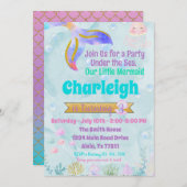 Invitation Mermaid Anniversaire de la fête Pool Initiation de (Devant / Derrière)