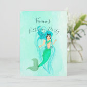 Invitation Mermaid Anniversaire Green Mermaid Queue Girly (Debout devant)
