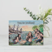 Invitation Mermaid Antique Magie Océan Nautique (Debout devant)
