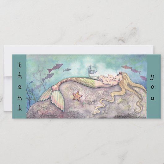Invitation Mermaid Baby shower Merci Notes (Devant)