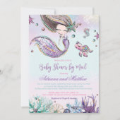 Invitation Mermaid Baby shower par Mail Long Distance Virtual (Devant)