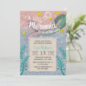Invitation Mermaid Baby shower Rose Gold Blue Parties scintil (Debout devant)
