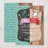 Invitation Mermaid & Baseball Joint Boy Girl Anniversaire Inv (Devant / Derrière)