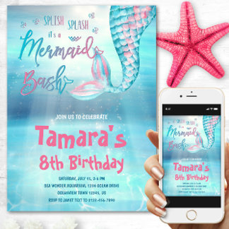 Invitation Mermaid Bash Anniversaire