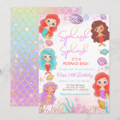 Invitation Mermaid Bash sous la mer Anniversaire (Devant / Derrière)