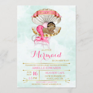 Invitation Mermaid Bébé Clam Shell Tiara Africain-Américain