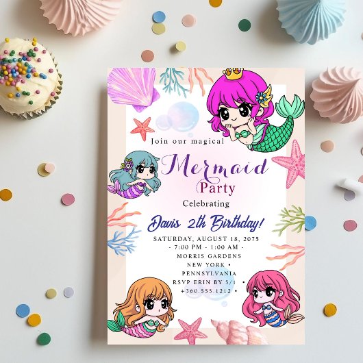 Invitation Mermaid Birthday Bash