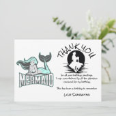 Invitation Mermaid Blue Anniversaire Merci (Debout devant)