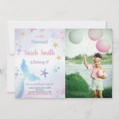 Invitation Mermaid Blue Tail sous la mer Anniversaire (Devant)