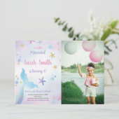 Invitation Mermaid Blue Tail sous la mer Anniversaire (Debout devant)