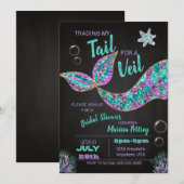 Invitation Mermaid Bridal Shower, parties scintill (Devant / Derrière)