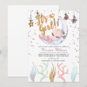 Invitation Mermaid C'est un Baby shower de fille (Devant / Derrière)